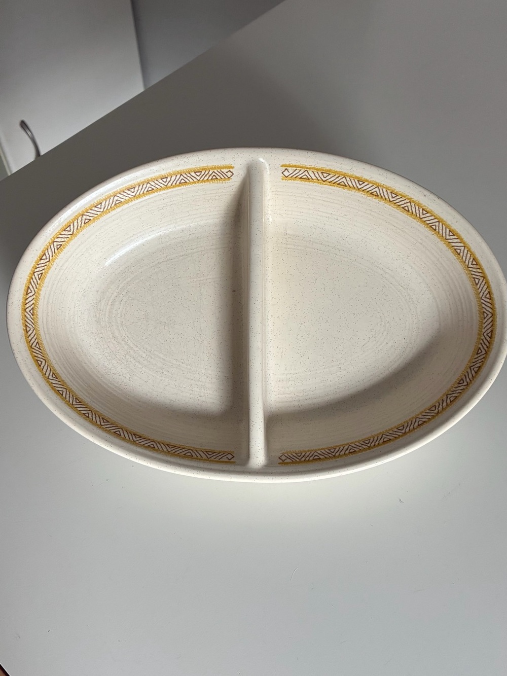 Franciscan Two-Compartment Oval Serving Platter in Cream with Gold Trim